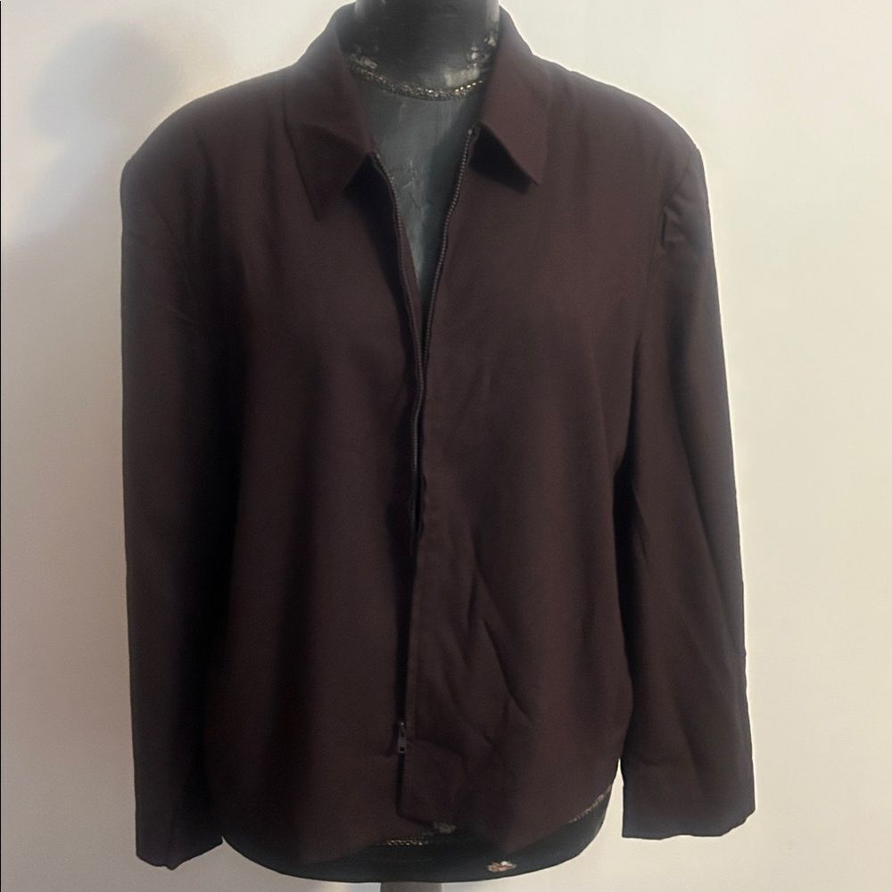 Jones New York Brown zip front Blazer, size XL(96% rayon,4% other)